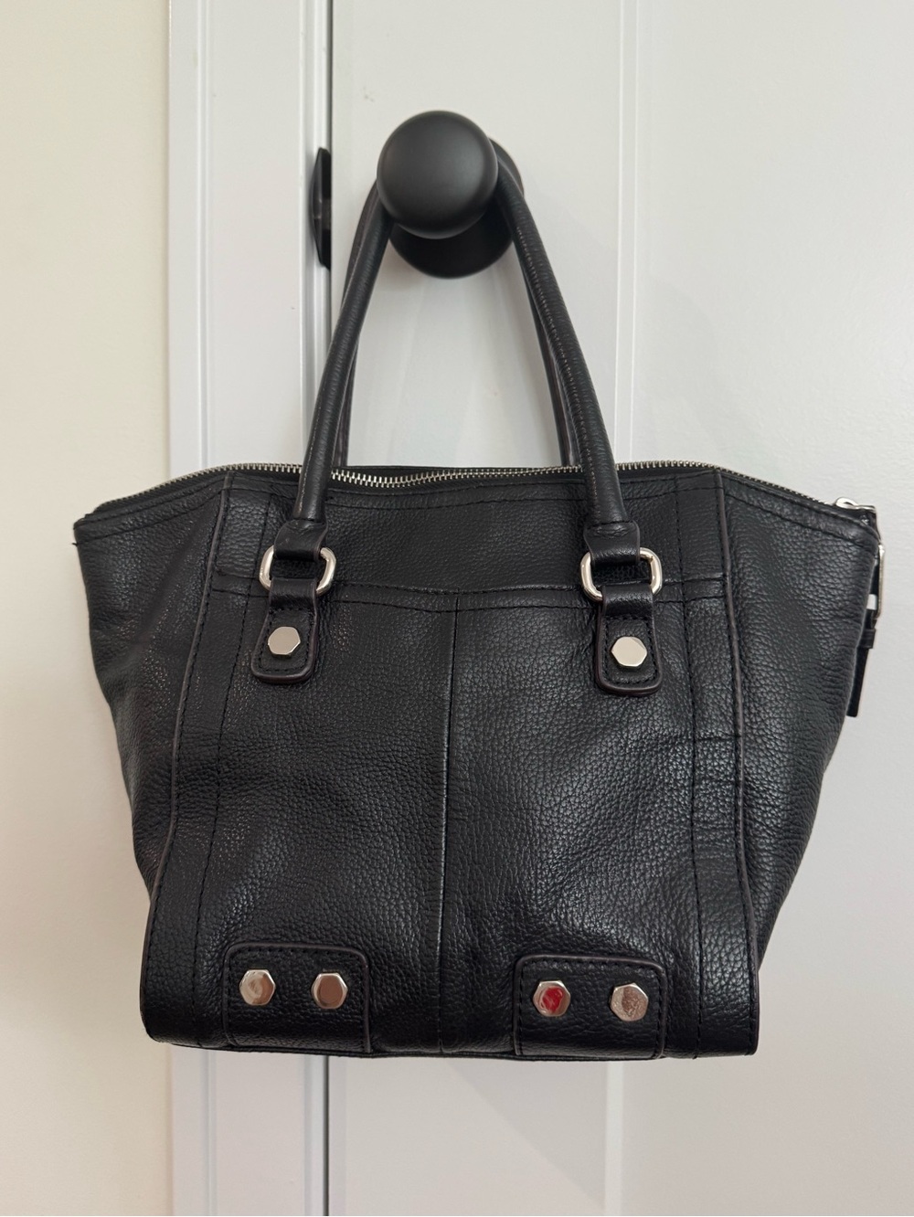 Tignanello Vintage Black Pebbled Leather Handbag